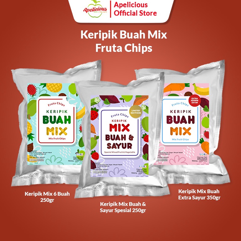 

IIA APELICIOUS KERIPIK BUAH MIX 250g (MIX 6 BUAH) / KERIPIK BUAH SAYUR MIX 350g Fruta Apelicious 53