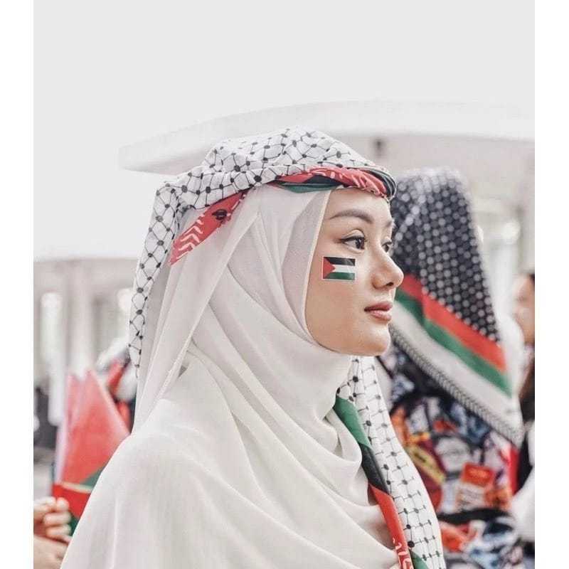 Jilbab Segiempat voal PALESTINA PALESTINE  SQUARE 110CM & 130 CM SYARI motif segi empat scarf jilbab
