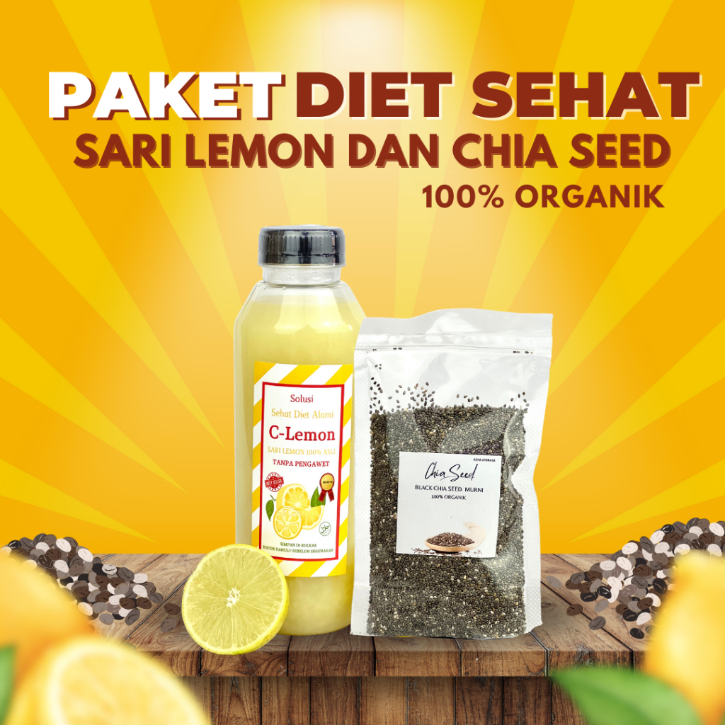 	 Paket Diet Sehat Sari Lemon Murni Black Chia Seed Kualitas Premium Tanpa Bahan Pengawet Fresh	