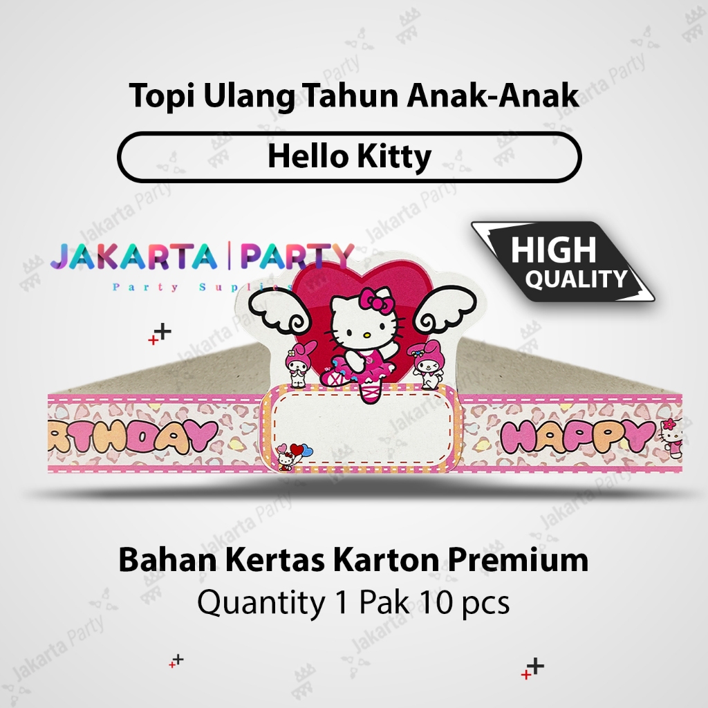 Topi Ultah Hello Kitty / Topi Lingkar Hello Kitty / Topi Ulang Tahun