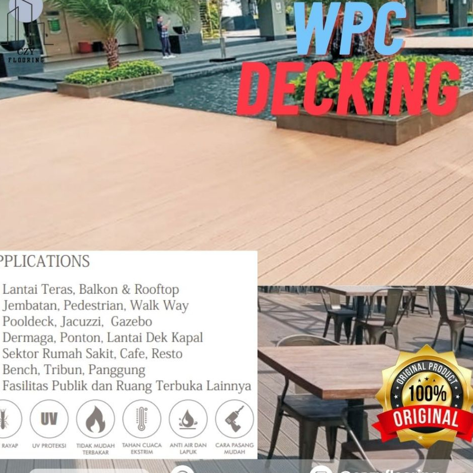 WPC Decking Outdoor Lantai / Decking Kayu Asri Best Kualitas