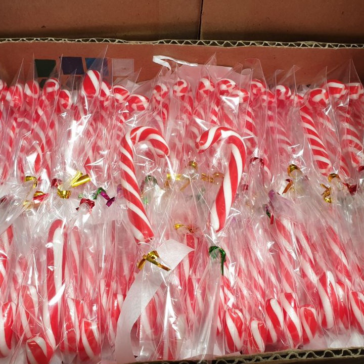 

Stok terbatas - Permen Tongkat Natal - Candy Cane uk 7cm isi 50