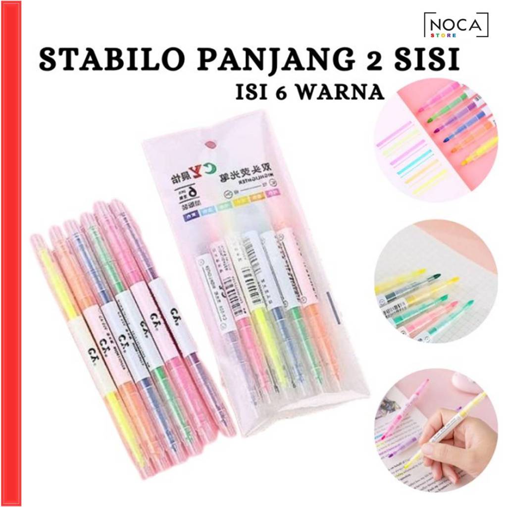 

Stabilo 2in1 Warna Warni Set 6 Pcs - Pewarna Highlighter Dua Sisi Penanda Tulisan Teks Bacaan Buku Melukis 6in1