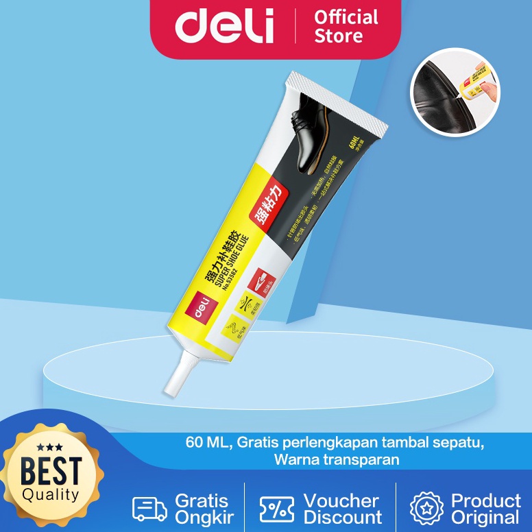 

[COD T070] Deli Super Glue / Lem Sepatu / Lem Serba Guna 60 ML Gratis Perlengkapan Tambal Sepatu 53582 77