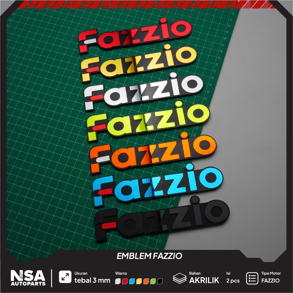 2PCS EMBLEM FAZZIO 125 LOGO FAZZIO TIMBUL BUKAN STIKER YAMAHA FAZZIO STICKER FAZZIO 3D AKSESORIS MOD