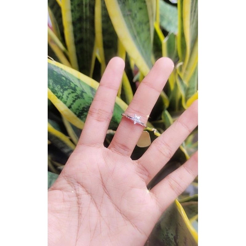 Cincin Mata Bintang EMAS Putih Asli