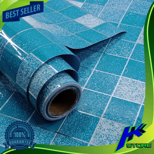 Wallpaper Dinding Dapur Motif Keramik 45cm x 5m Keramik Biru Wallsticker Dapur Motif Keramik Biru