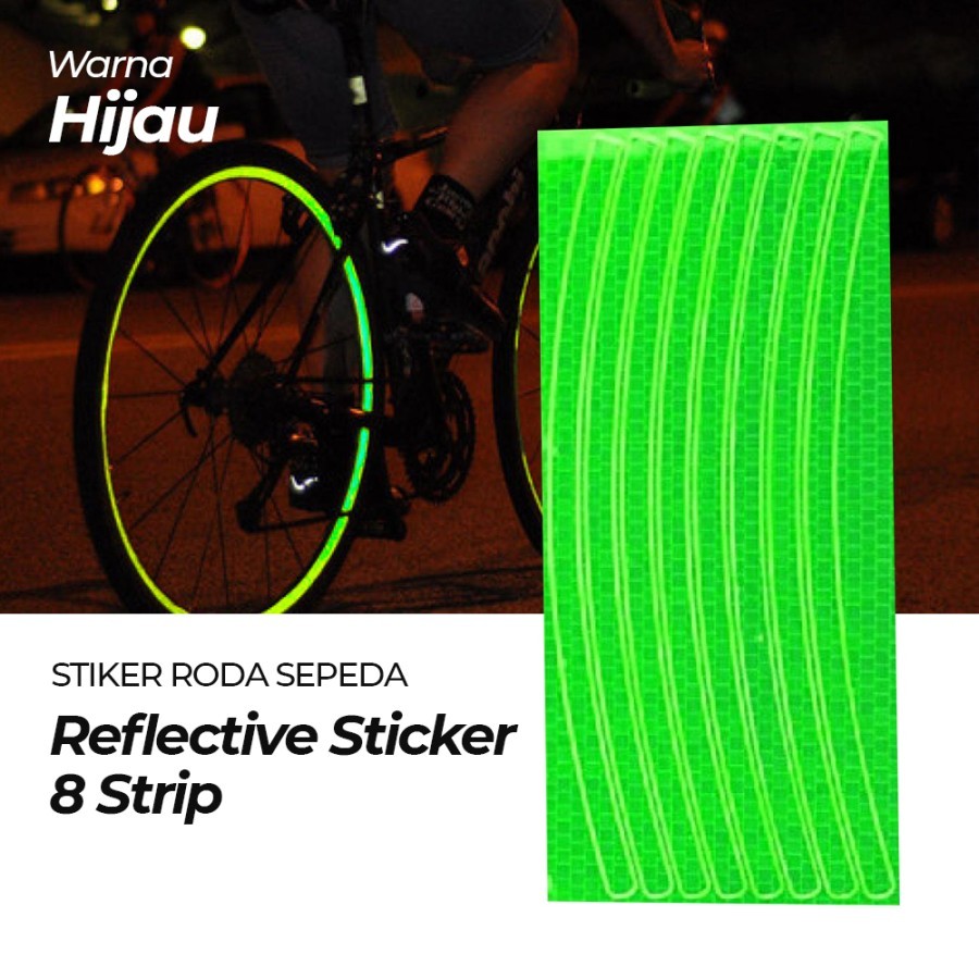 Stiker Roda Sepeda Reflective 8 Strip Stiker List Ban Sepeda