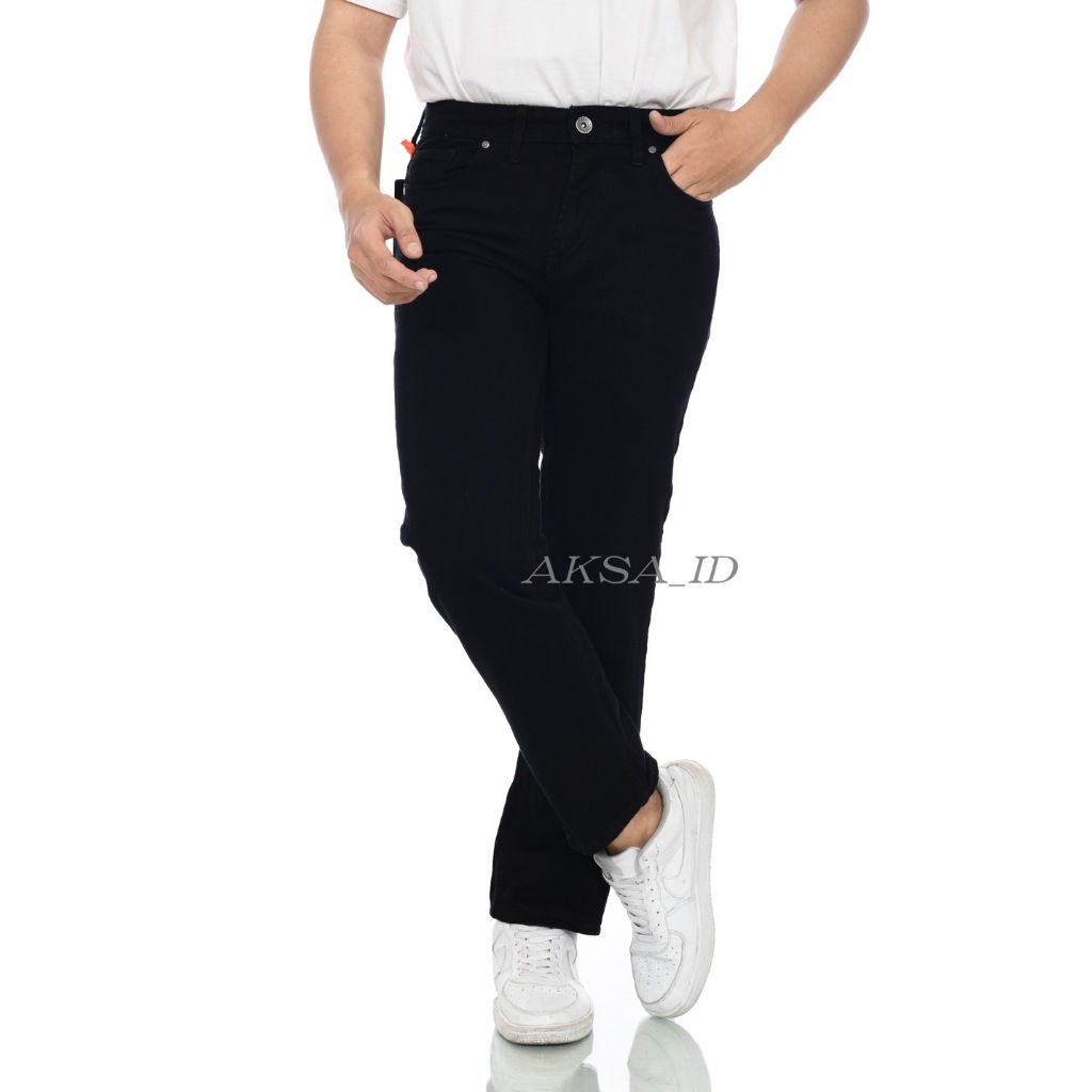 Celana Jeans Skinny Panjang Hitam / Celana Panjang Jeans Pria Skinny Polos dan Sobek