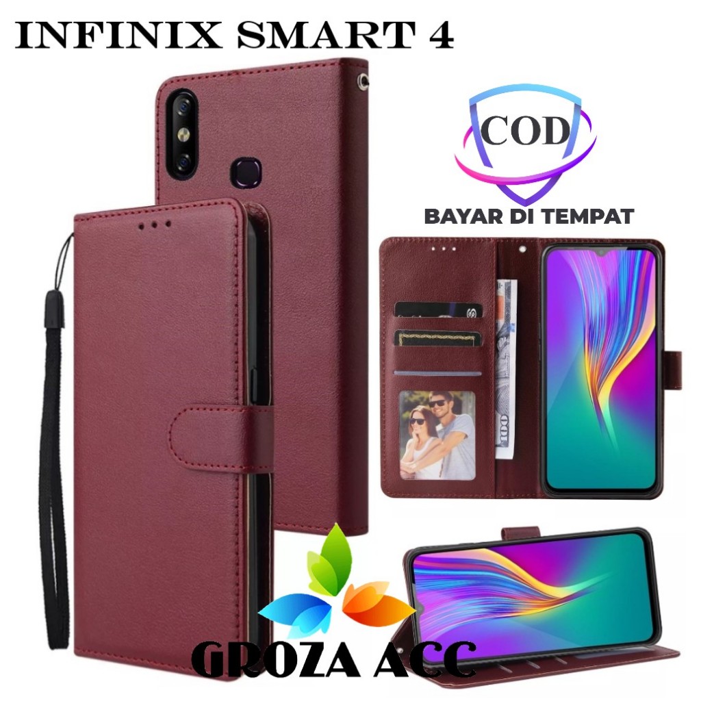 Flip Case INFINIX SMART 4 Case Wallet Kulit Casing Dompet Case Wallet Leather Flip Case INFINIX SMAR