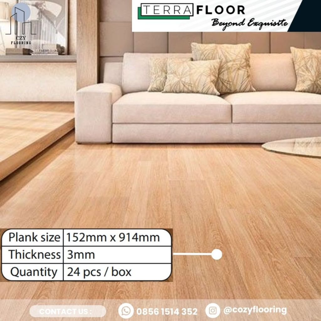 Vinyl Terra Kode TWD Tebal 3mm / Vinyl Plank Motif Wood