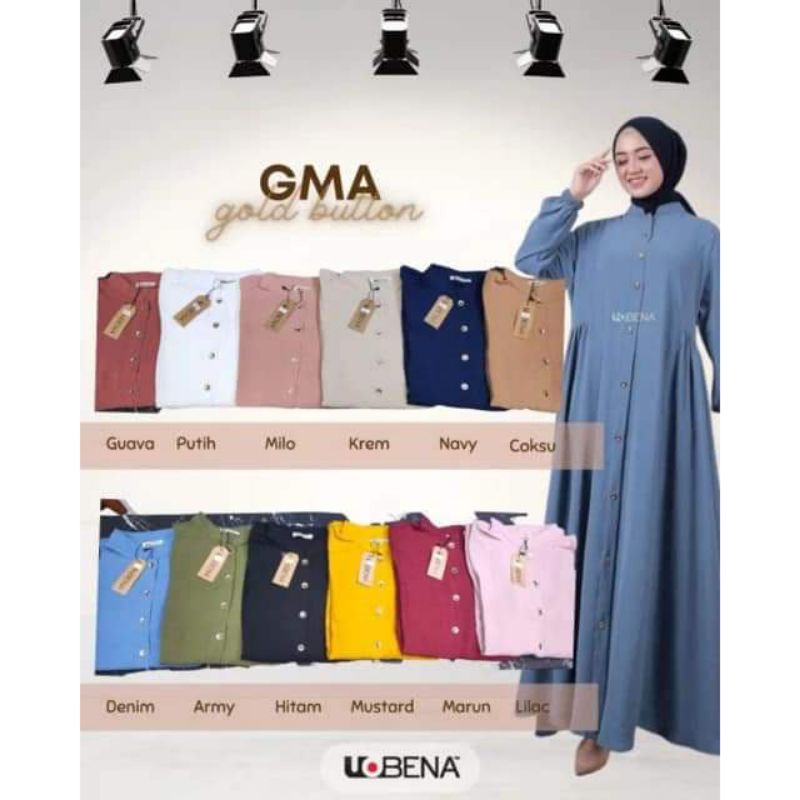 Gamis GMA gold button by uobena/gamis kekinian/gamis Crinkle