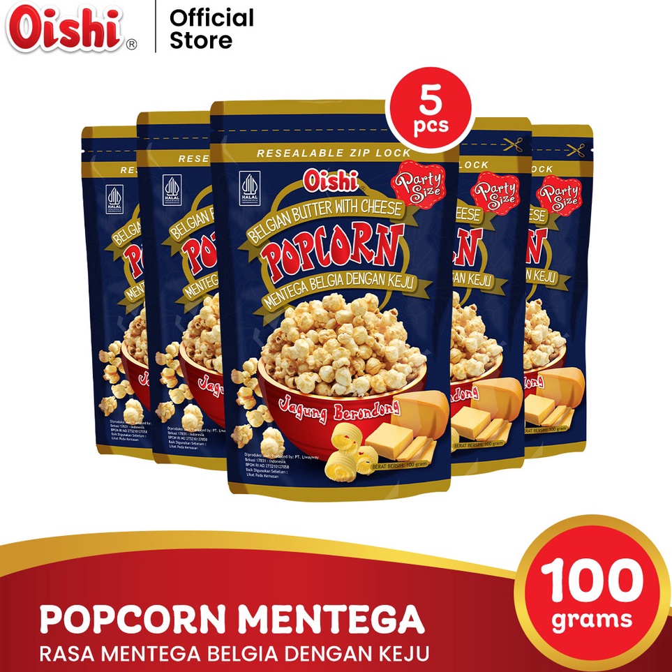 

[KODE I0T9D] Oishi Popcorn Mentega Belgia dengan Keju - Multipack 5pcs