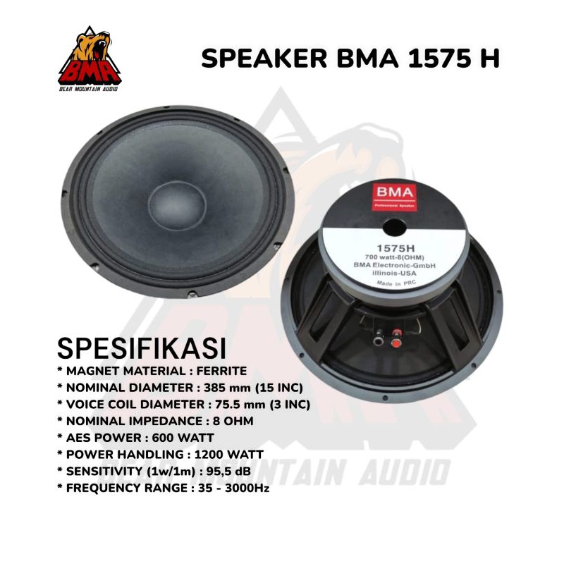 Speaker 15inch 15 inch BMA 1575H
