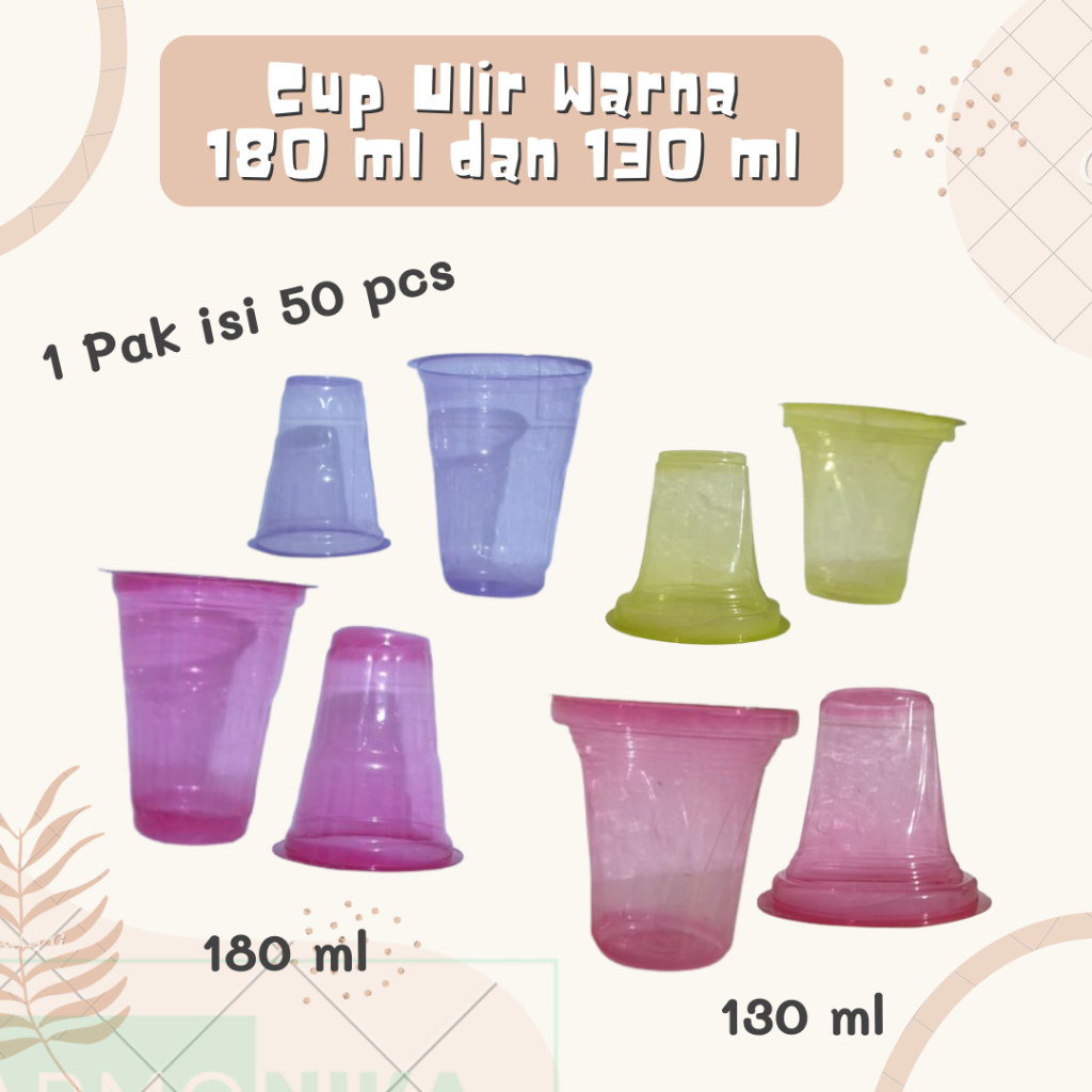 KHUSUS INSTANT. Cup Plastik Gelas Plastik Ulir Aqua Warna Ukuran 180 ml dan 130 ml Cup Es Krim