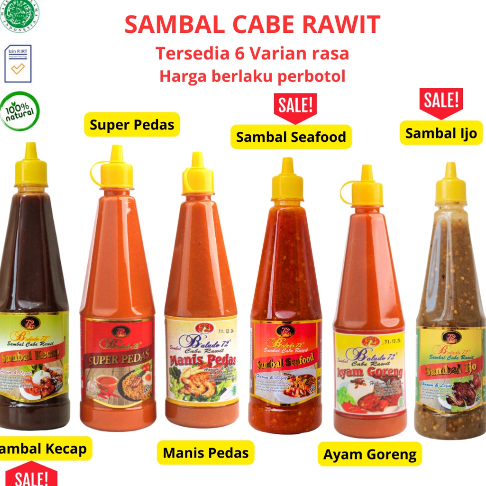 

[KODE QR] Sambal Cabe Rawit Balado 72 Super Pedas 300 ml
