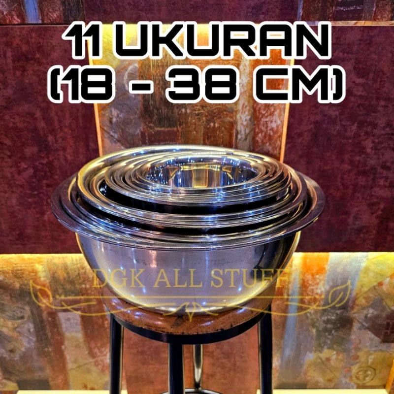 Baskom Dalam Tinggi Mangkok Mangkuk Basin Stainless Stainles Stenlis Steel Besi Bumbu Adonan Cuci Be