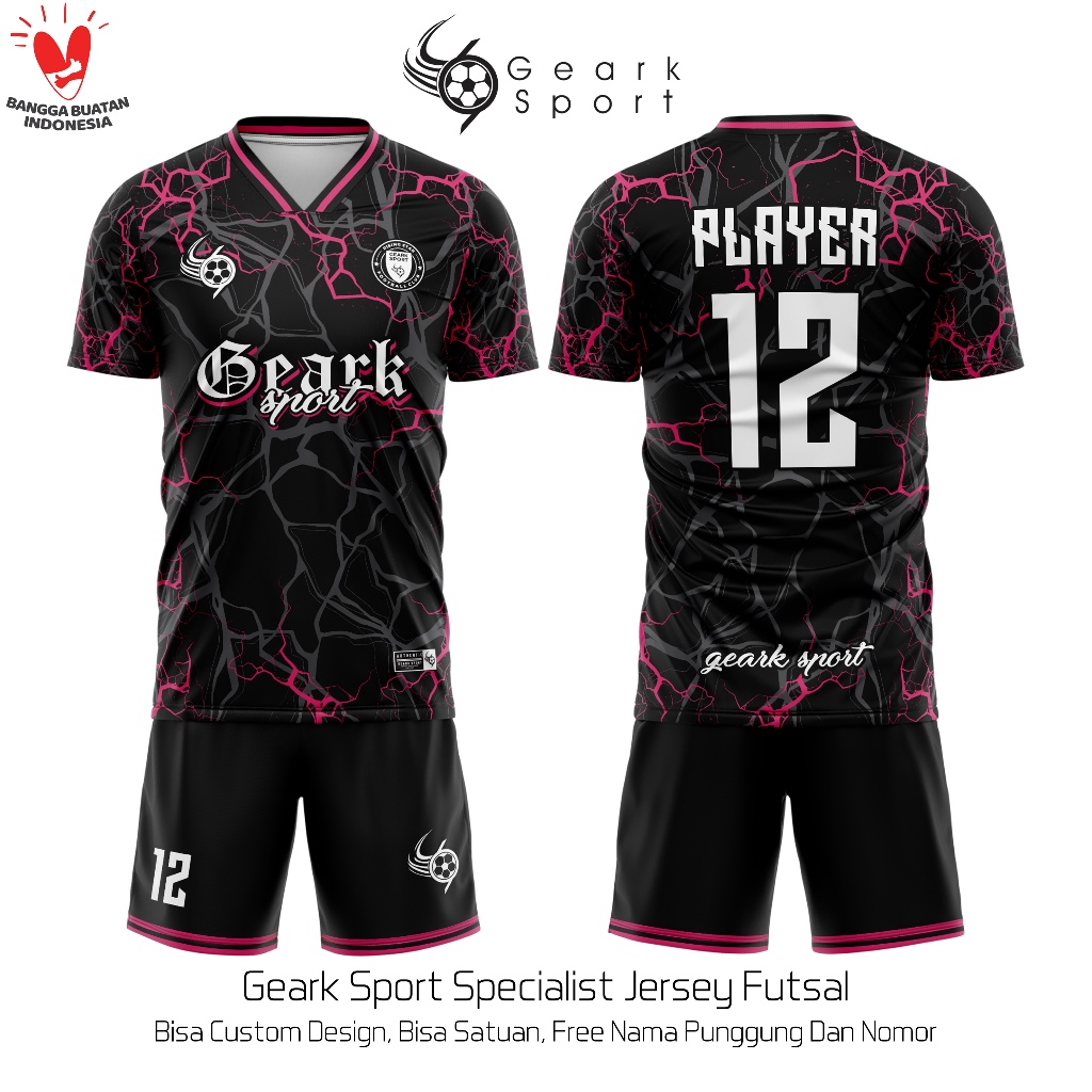 Jersey Baju Futsal / Sepak Bola Terbaru Bebas Custom Design Motif ROSE STORM Full Printing Free Nama Dan Nomor Punggung Terlaris