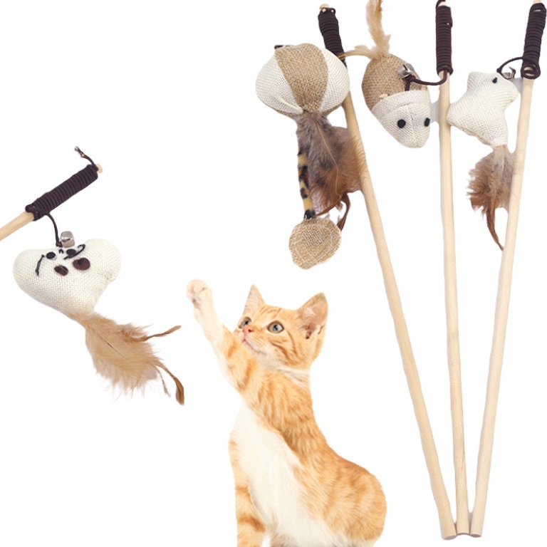 Kirm Sek4rang Mainan Kucing Cat Teaser Cat Chaser Toys Stick | Mainan Tongkat Gagang Kucing | Pancin