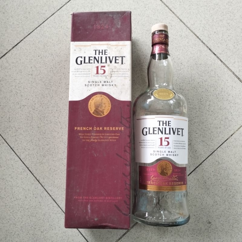 Botol Kaca Bekas Kosong The Glenlivet 15 1000 ml