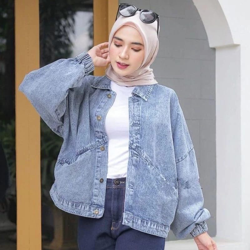 Jaket jeans oversize vintage - Jaket Jeans Wanita Oversize Terkini Korean Jins