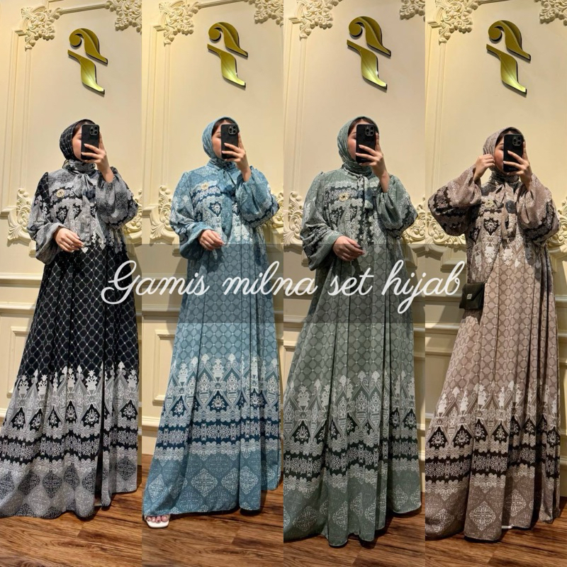 FREE HIJAB NEW ARIVALLS GAMIS milna ARUMI//DRES WANITA TERBARU GAMIS MOTIF KEKINIAN DRES WANITA MUSL