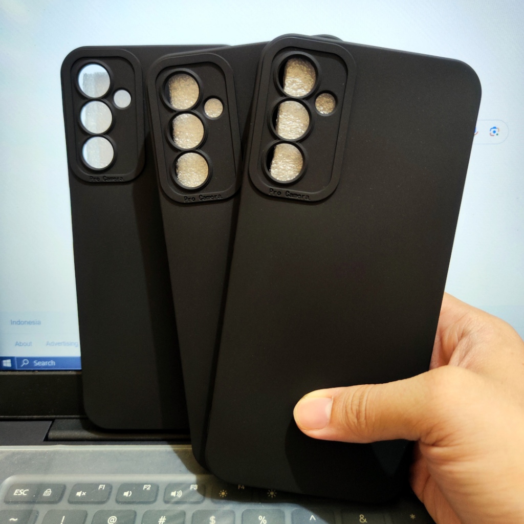 Black matte softcase Samsung A14, Samsung A24, Samsung A34, Samsung A54 silikon hitam solid