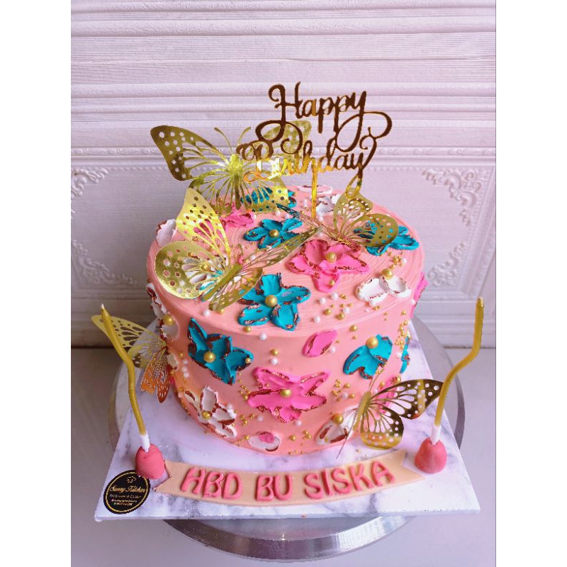 

kue ulang tahun bunga. flower painting cake