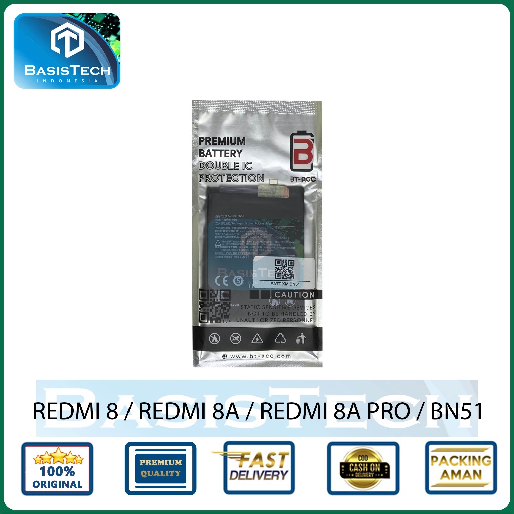 BATERAI XIAOMI REDMI 8 8A PRO BN51 BT-ACC BASISTECH DOUBLE IC POWER PROTECTION