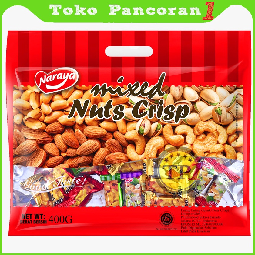 

Re44dy NARAYA MIXED NUTS CRISP Permen MIX NUT Mede Almonds Pistachio 400g [60]