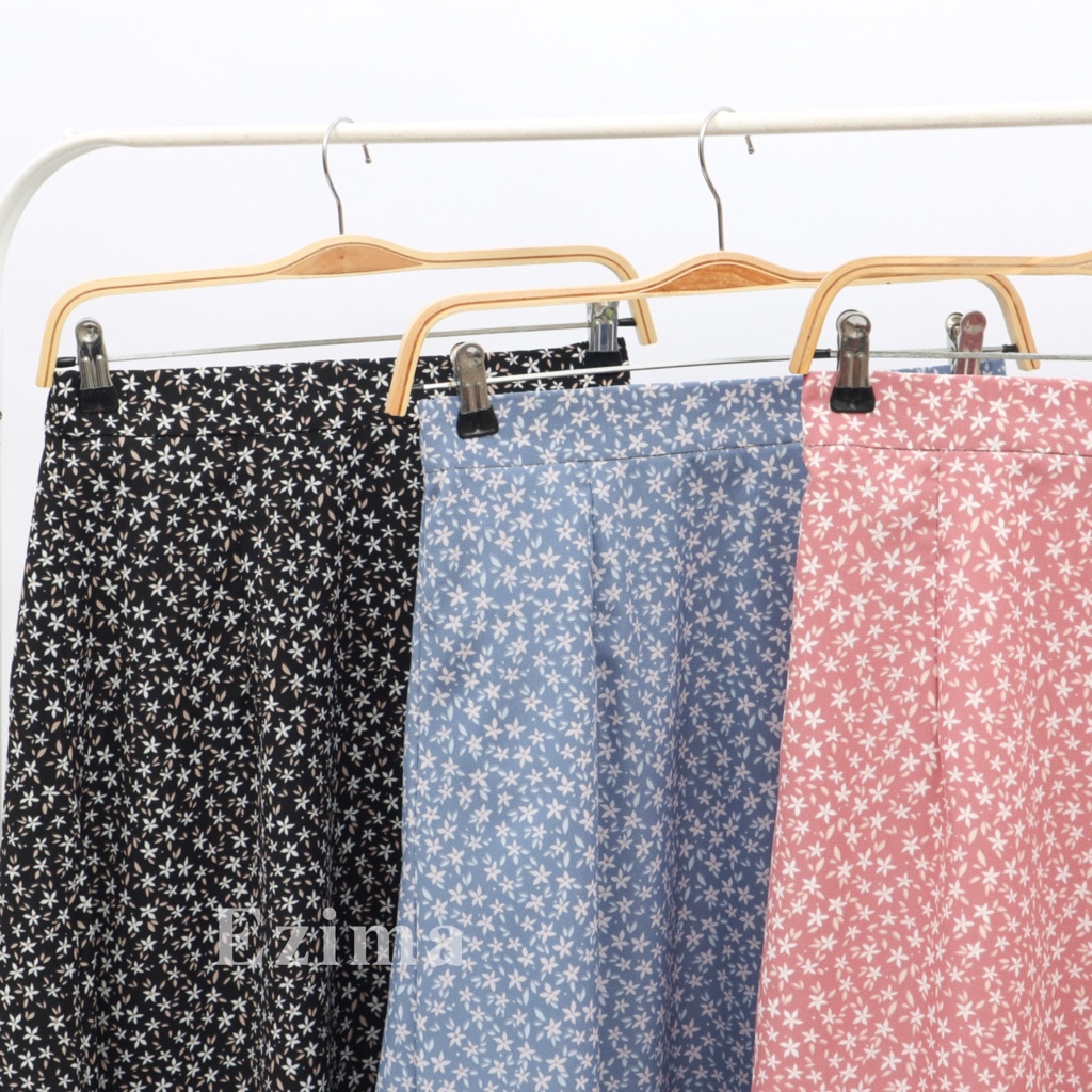 EZIMA - YUNA PATTERN SKIRT skirt korean style panjang A line skirt rok span hitam rok rajut rok wani