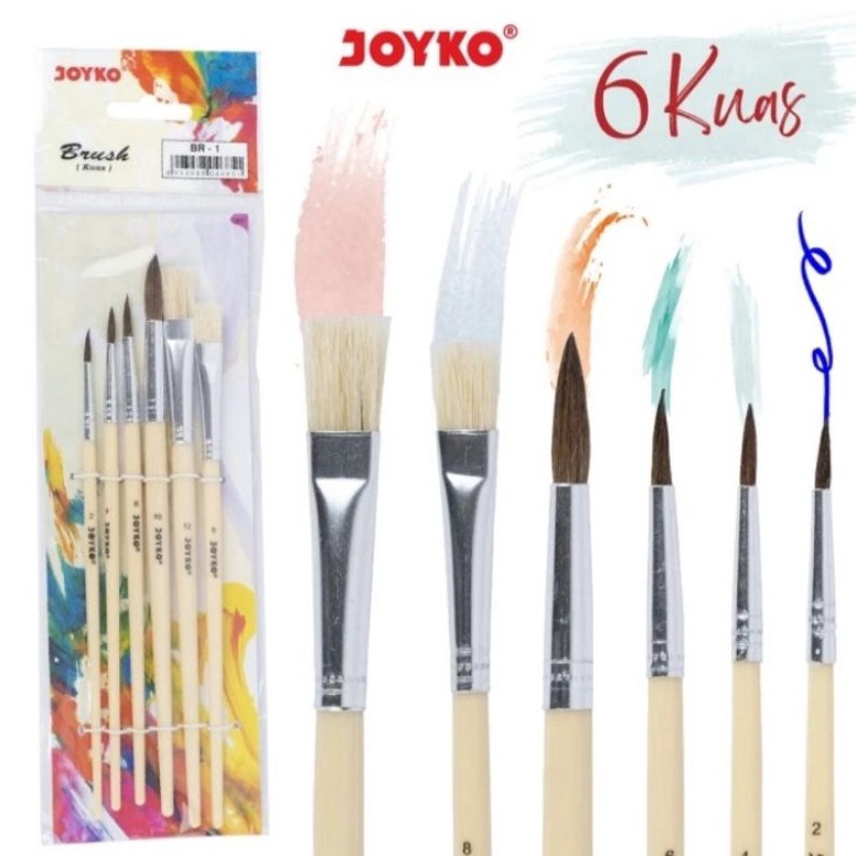 

[♔A2\] Kuas Lukis 1 Set 6 pcs Cat Akrilik Cat Air Joyko BR1 [220]