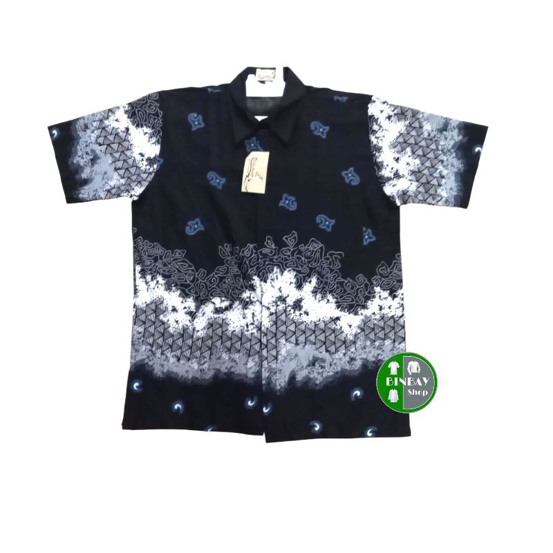 KEMEJA BATIK PRIA HITAM KOMBINASI ABU DL