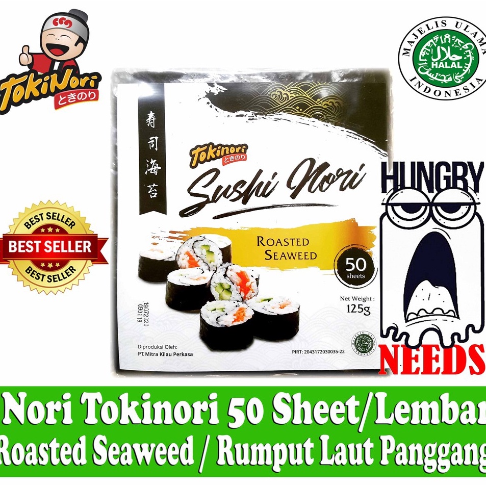 

☊Ready TOKINORI SUSHI NORI 50 SHEET / LEMBAR - RUMPUT LAUT PANGGANG - ROASTED SEAWEED B41
