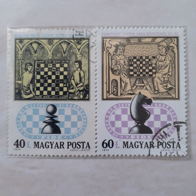 

Perangko Hungaria 50th Anniversary of The International Chess Federation Tahun 1974 set 2pcs