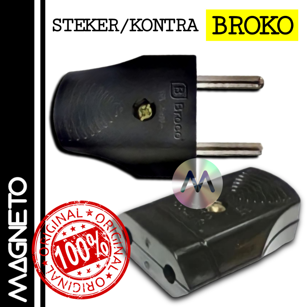 BROCO Steker Gepeng Hitam Male & Female Contra Jek Colokan Listrik Broko Male Dan Female Tusuk Konta