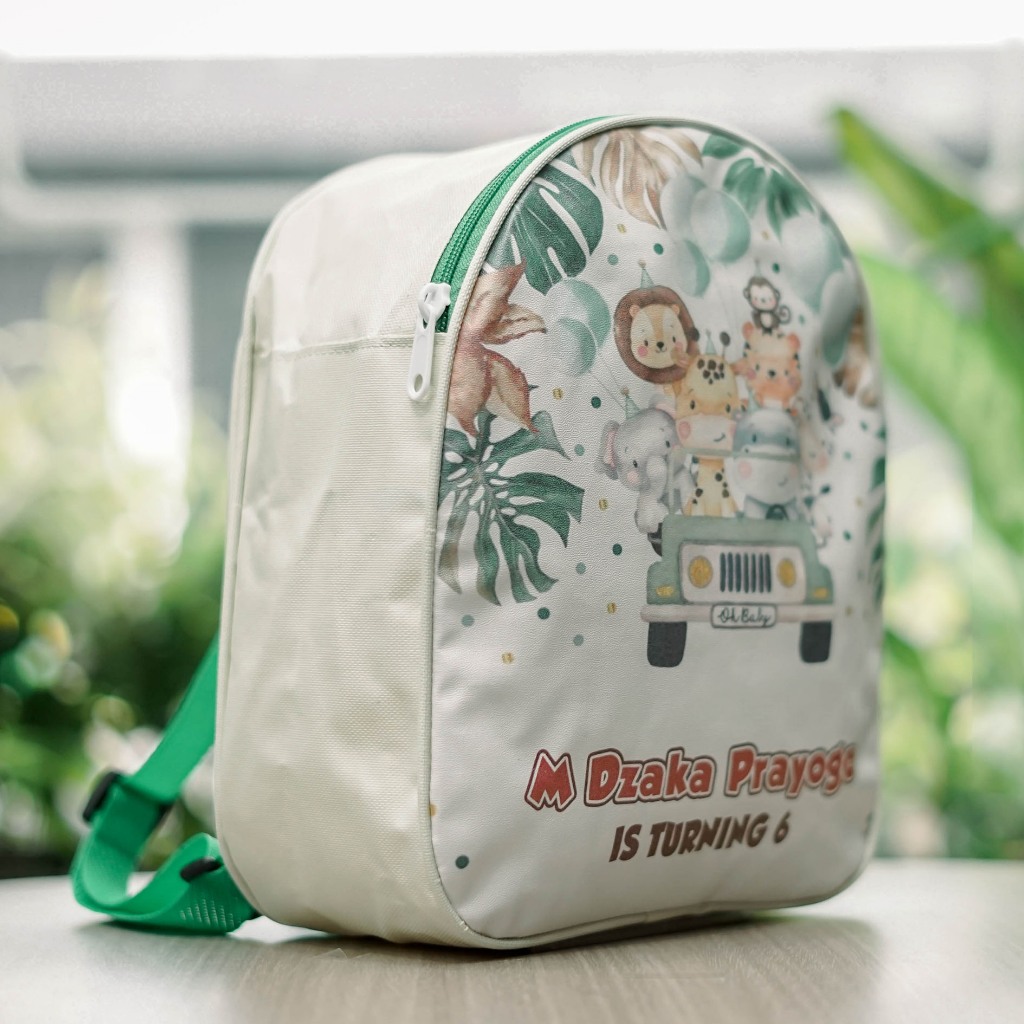 

Custom Tas Pesta Ulang Tahun Anak Goodie Bag Model Oval Resleting Ransel Premium