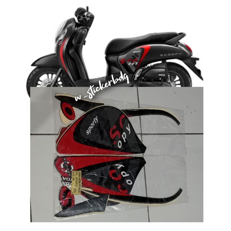 Striping Stiker Honda Scoopy 2022 Sporty Hitam