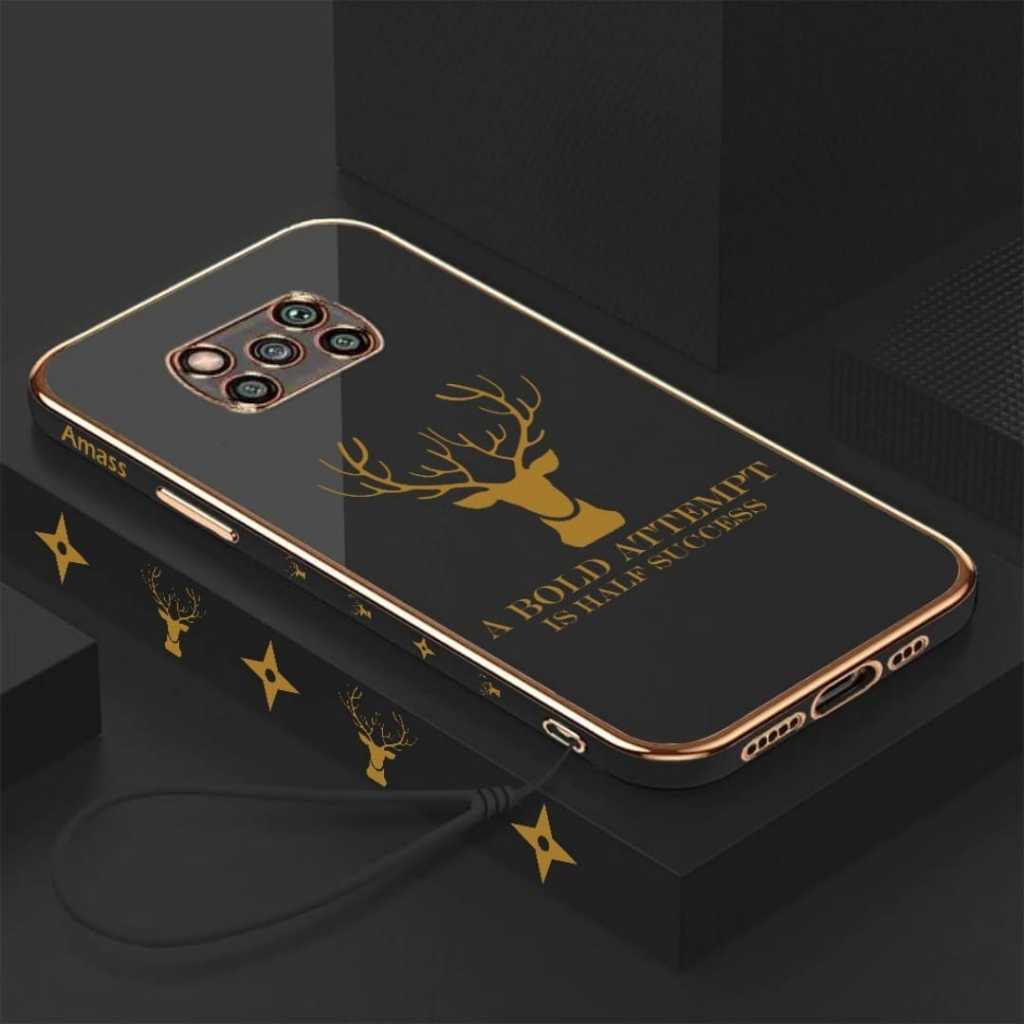 Case Luxury 6D Plating Lucky Deer Silicone Softcase (Free Lanyard) Tipe Xiaomi Poco X3 / Poco X3 Pro