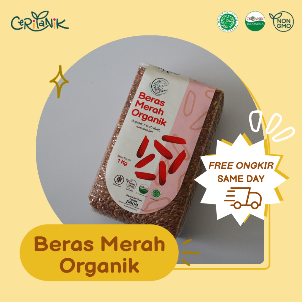 

Beras Merah Organik Vacuum 1 kg - Ceritanik - Organic Red Rice - Beras Organik Murah - Beras Organik Sehat - Beras Organik Premium