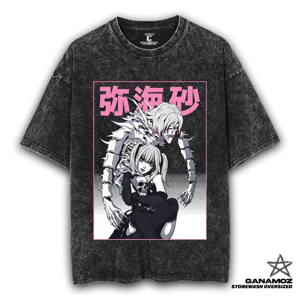 GANAMOZ Kaos Anime Death Note MISA THE SECOND KIRA Stone Wash Oversize Unisex T-shirt | Kaos Oversiz
