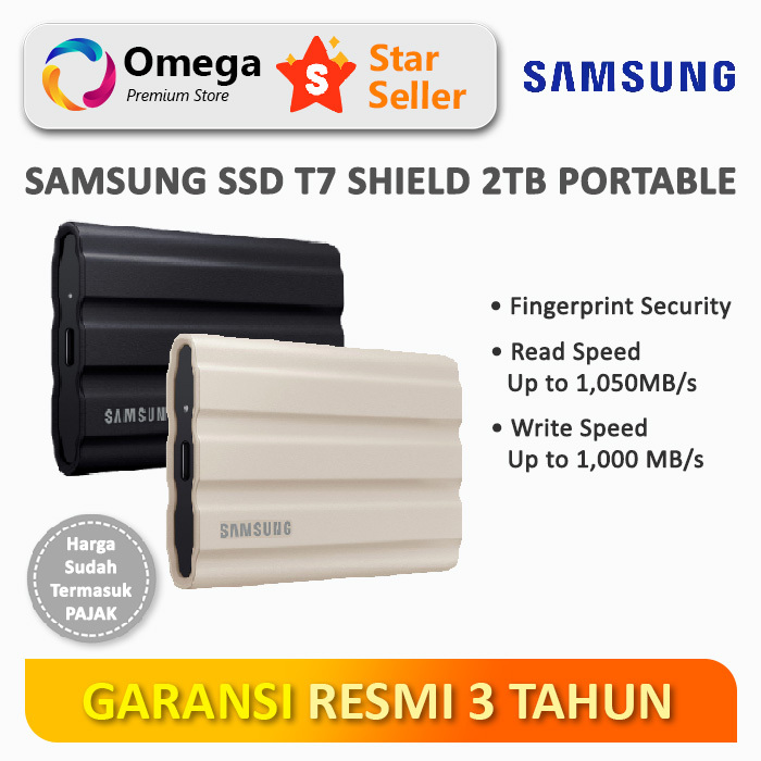 Samsung SSD T7 Shield 2TB Portable SSD Eksternal USB 3.2