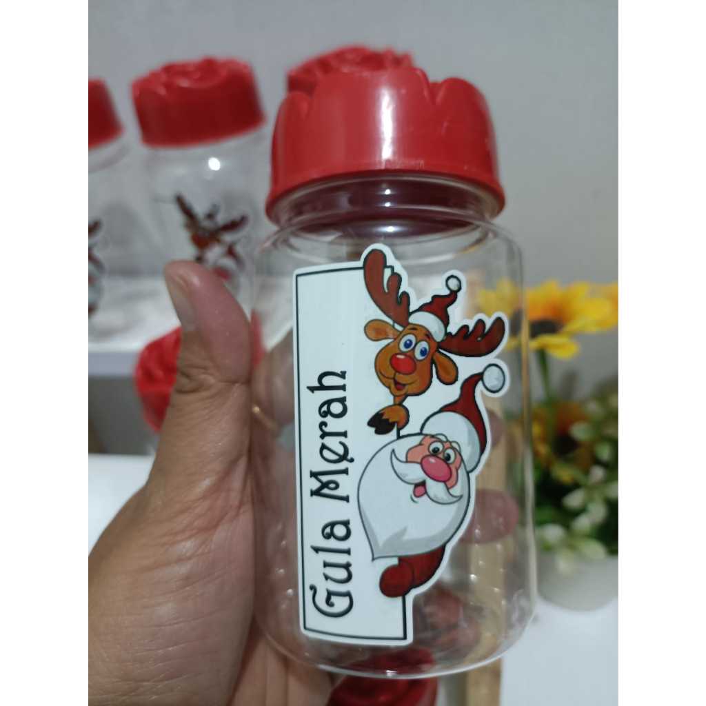 PAKET MURAH ISI 12 Pcs Toples Bumbu Free Label Karakter 320 ML NATAL - Santa Cute