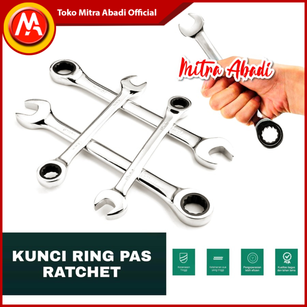 Kunci Ring Pas Ratchet Wrench 10mm 12mm 13mm 14mm