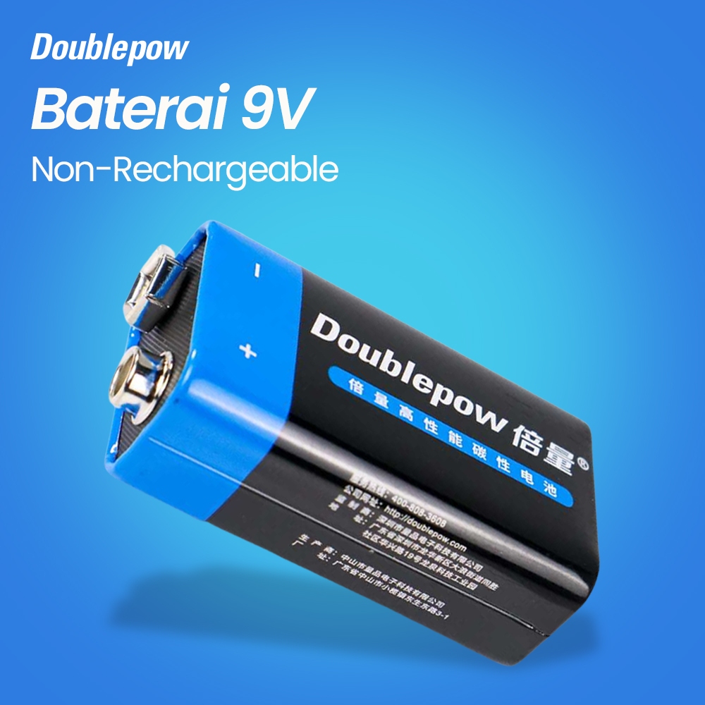 Doublepow Batu Baterai 9V 6F22 Non-Rechargeable 1 PCS - Black/Blue