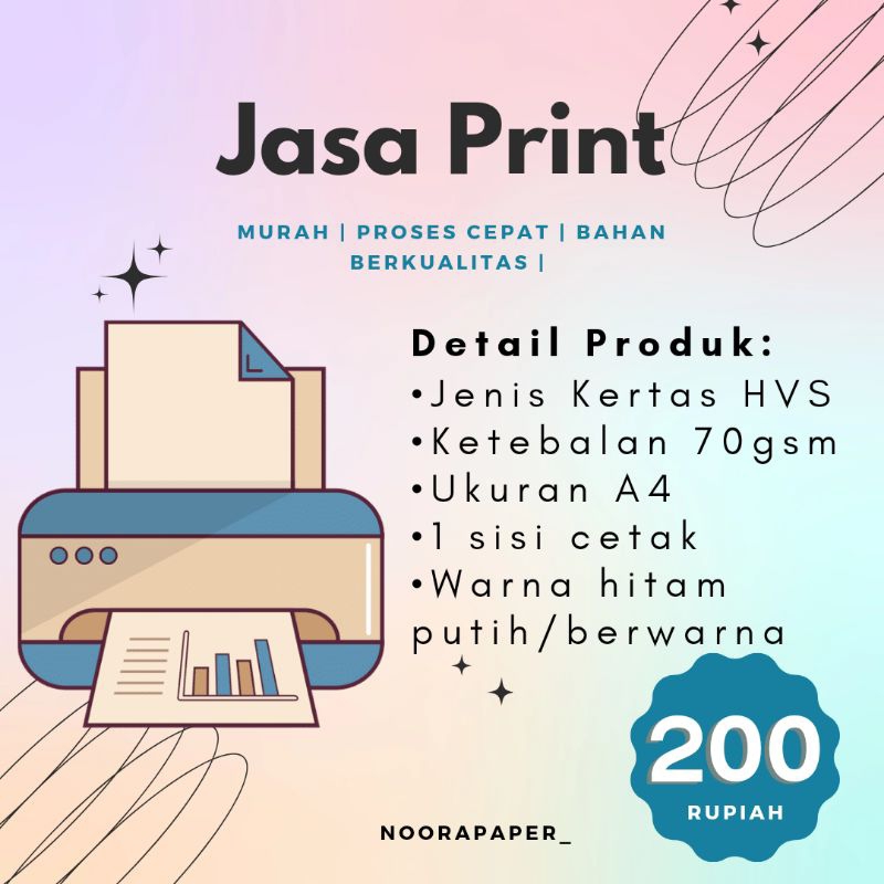 

[ CETAK 1 SISI ] JASA PRINT A4 | MURAH | PROSES CEPAT