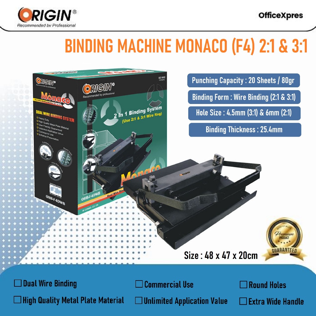 

Mesin Jilid Binding / Jilid Spiral Kawat Folio / Mesin Binding 2 in 1 Monaco ORIGIN