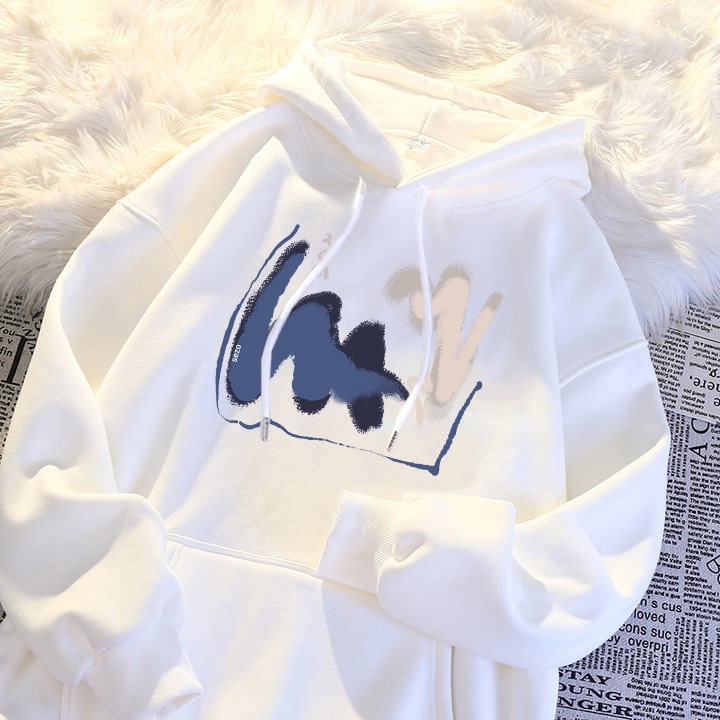 Po floret Sweater Hoodie Wanita graffiti simple Oversize Premium Pria & Wanita