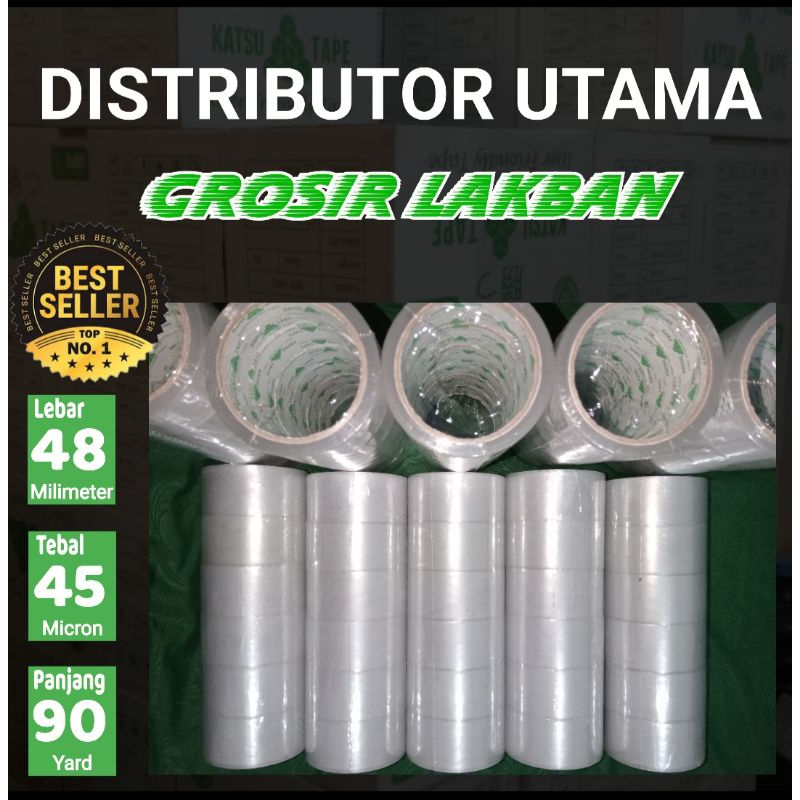 

Lakban bening 1 slop=6 pcs 100 yard 48 mm