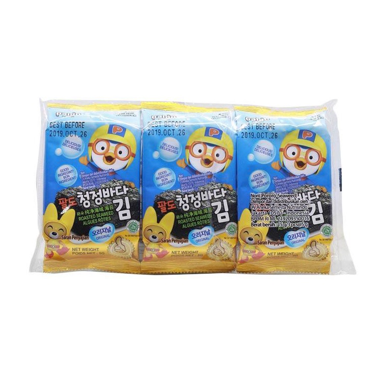 

[♢R37<] Pororo Roasted Seaweed Nori Rumput Laut Panggang Siap Makan - 3 packs - 15 gram [24]
